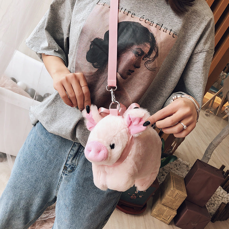 32CM Pink Pig Cute Plush Shoulder Bags Crossbody Bag Backpack School Bags Rucksack Cartoon Soft Stuffed Gift