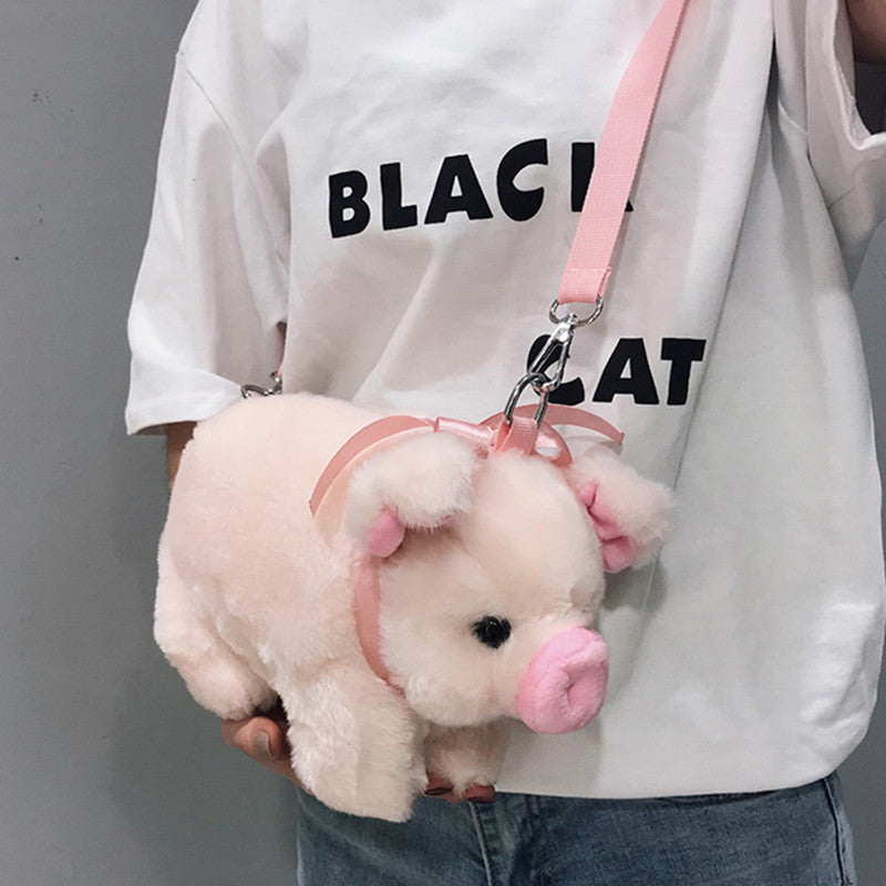32CM Pink Pig Cute Plush Shoulder Bags Crossbody Bag Backpack School Bags Rucksack Cartoon Soft Stuffed Gift