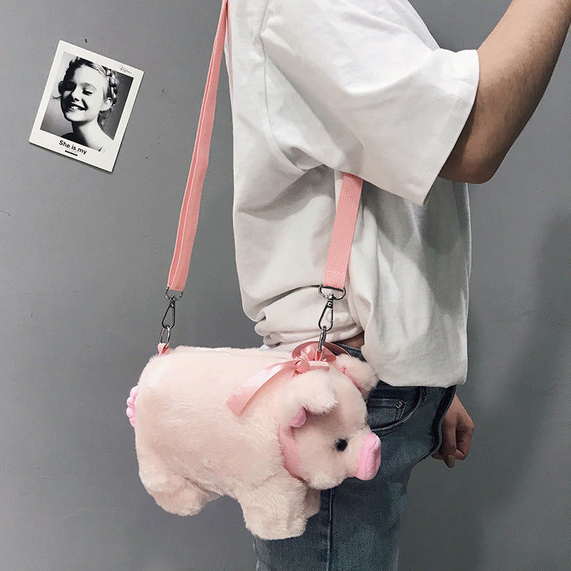 32CM Pink Pig Cute Plush Shoulder Bags Crossbody Bag Backpack School Bags Rucksack Cartoon Soft Stuffed Gift