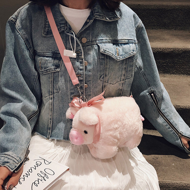 32CM Pink Pig Cute Plush Shoulder Bags Crossbody Bag Backpack School Bags Rucksack Cartoon Soft Stuffed Gift