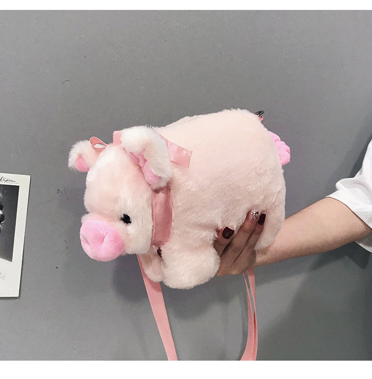 32CM Pink Pig Cute Plush Shoulder Bags Crossbody Bag Backpack School Bags Rucksack Cartoon Soft Stuffed Gift