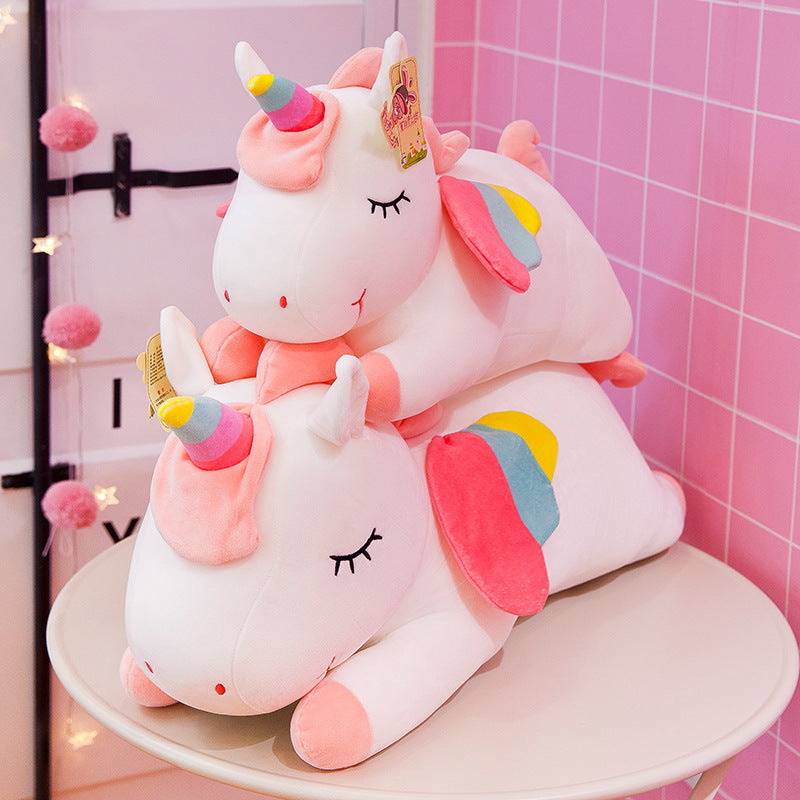Unicorn Stuffed Animal Pillows Toy Cartoon Soft Stuffed Animals Dolls Mascot Birthday Xmas Gift Pink Decor