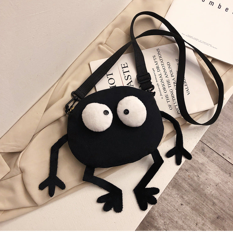 Black Funny Canvas Bag Cute Big Eyes Crossbody Shoulder Bag Chain Strap Purse Bag For Girls Valentine's Day Gift