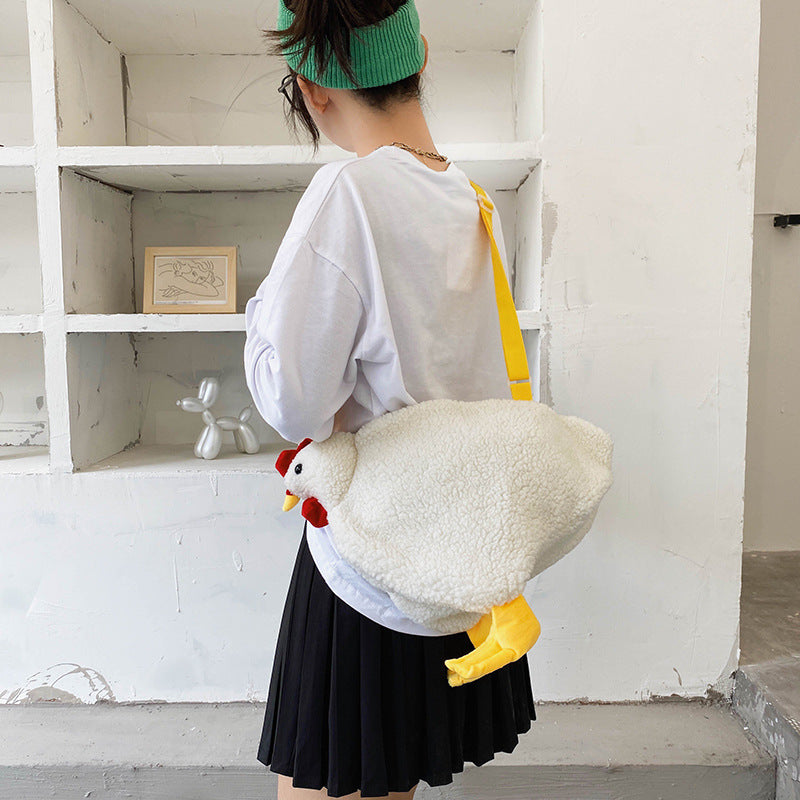 26CM Cute Chicken Plush Shoulder Bags Crossbody Bag Backpack School Bags Rucksack Cartoon Soft Stuffed Gift