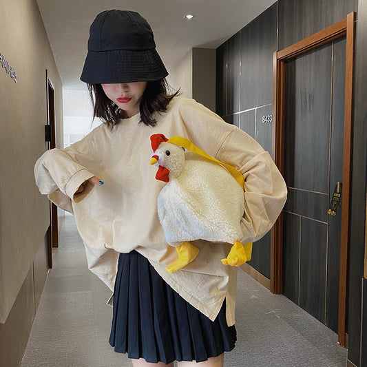 26CM Cute Chicken Plush Shoulder Bags Crossbody Bag Backpack School Bags Rucksack Cartoon Soft Stuffed Gift