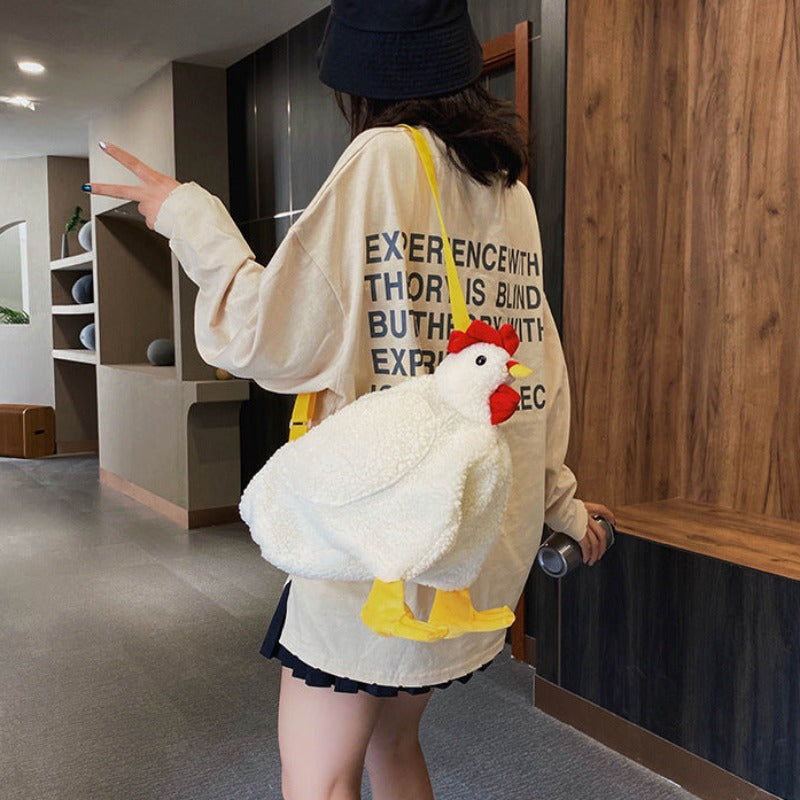 26CM Cute Chicken Plush Shoulder Bags Crossbody Bag Backpack School Bags Rucksack Cartoon Soft Stuffed Gift