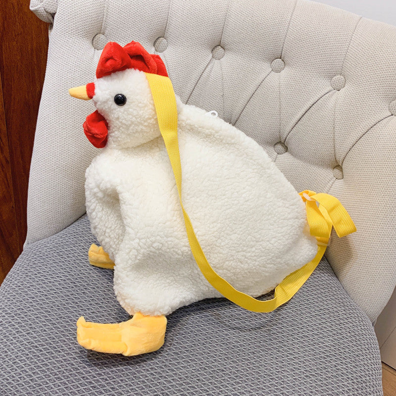 26CM Cute Chicken Plush Shoulder Bags Crossbody Bag Backpack School Bags Rucksack Cartoon Soft Stuffed Gift
