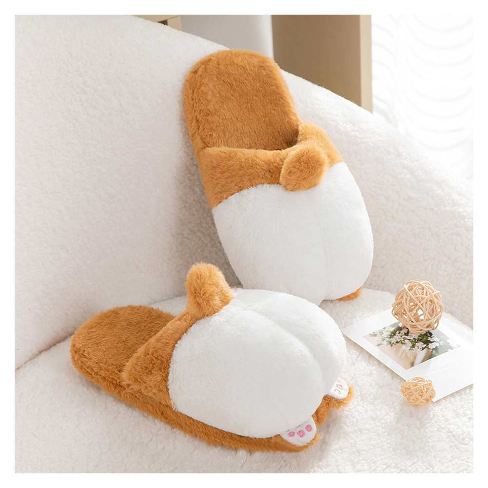 Kawaii Fuzzy Cute Dog Slippers Socks For Women Winter Warm Cozy Animals Fluffy House Slippers Plush Shoes