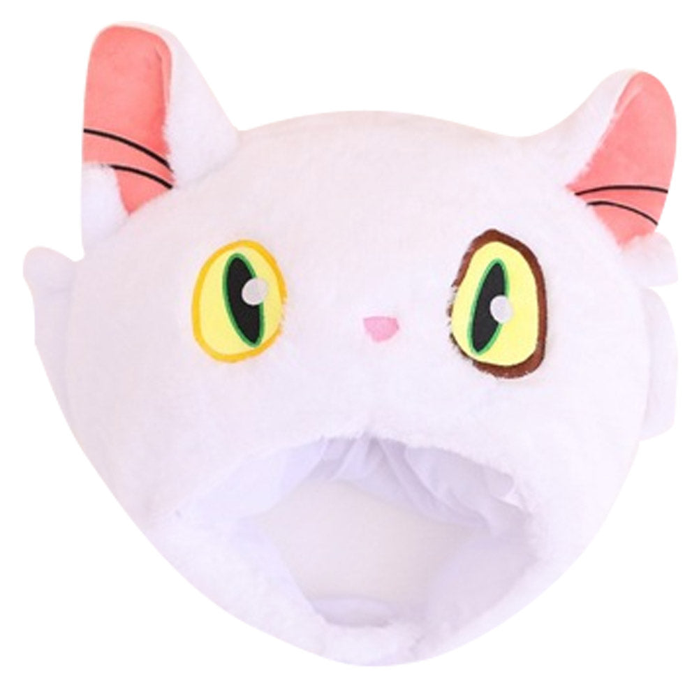 White Cat Headgear Decor Hat Party Headwear Stuffed Animals Mascot Photo Prop Halloween Birthday Gift