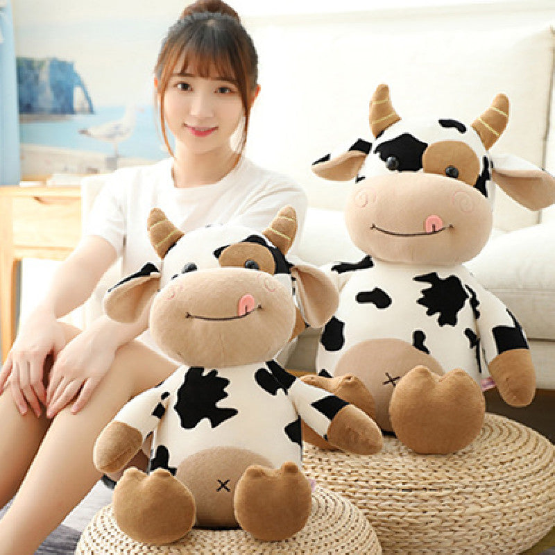 50CM Cow Plush Toy Animal Cow Stuffed Doll For Kids Birthday Gift Soft Fluffy Friend Hugging Cushion