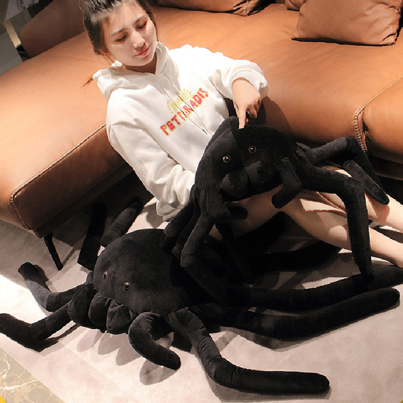 120CM Black Spider Pillow Cosplay Plush Toys Cartoon Soft Stuffed Animals Dolls Mascot Birthday Xmas Gift Halloween Horror Decor