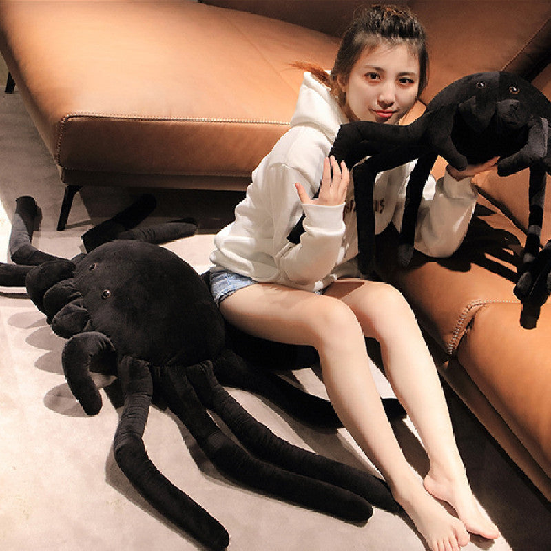 120CM Black Spider Pillow Cosplay Plush Toys Cartoon Soft Stuffed Animals Dolls Mascot Birthday Xmas Gift Halloween Horror Decor