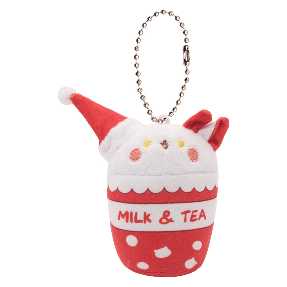 35CM Christmas Milk Tea Cat Plush Toys Cartoon Soft Stuffed Animals Dolls Mascot Birthday Xmas Gift Key Chain-Original