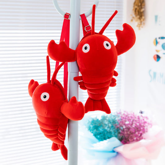 40CM Crayfish Plush Cosplay Backpack School Bags Rucksack Plush Toys Cartoon Soft Stuffed Dolls Mascot