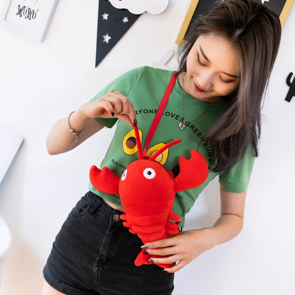 40CM Crayfish Plush Cosplay Backpack School Bags Rucksack Plush Toys Cartoon Soft Stuffed Dolls Mascot