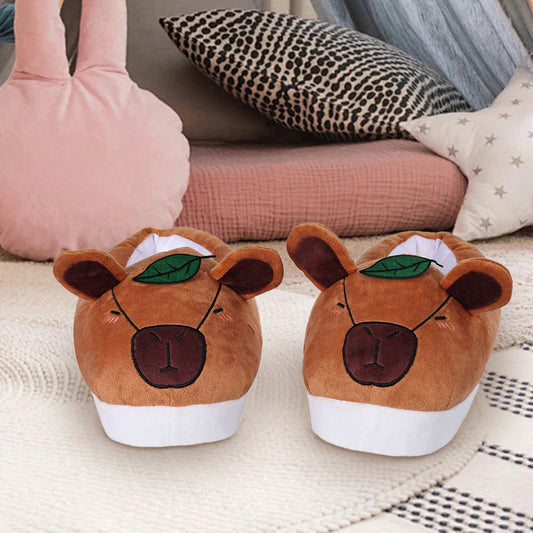 Kawaii Capybara Slippers Winter Warm Cozy Animal Fluffy House Slippers Plush Shoes Original Design - Tittaty
