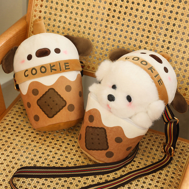 5CM Milk Tea Dog Plush Shoulder Bags Crossbody Bag Backpack School Bags Rucksack Cartoon Soft Stuffed Gift