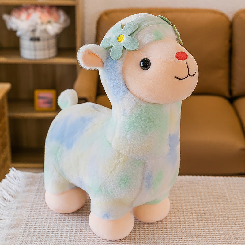55CM Kawaii Rainbow Alpaca Pillow Plush Toy Soft Llama Stuffed Animal Sheep Dolls Birthday Gift For Kids Baby Mascot Xmas Gifts