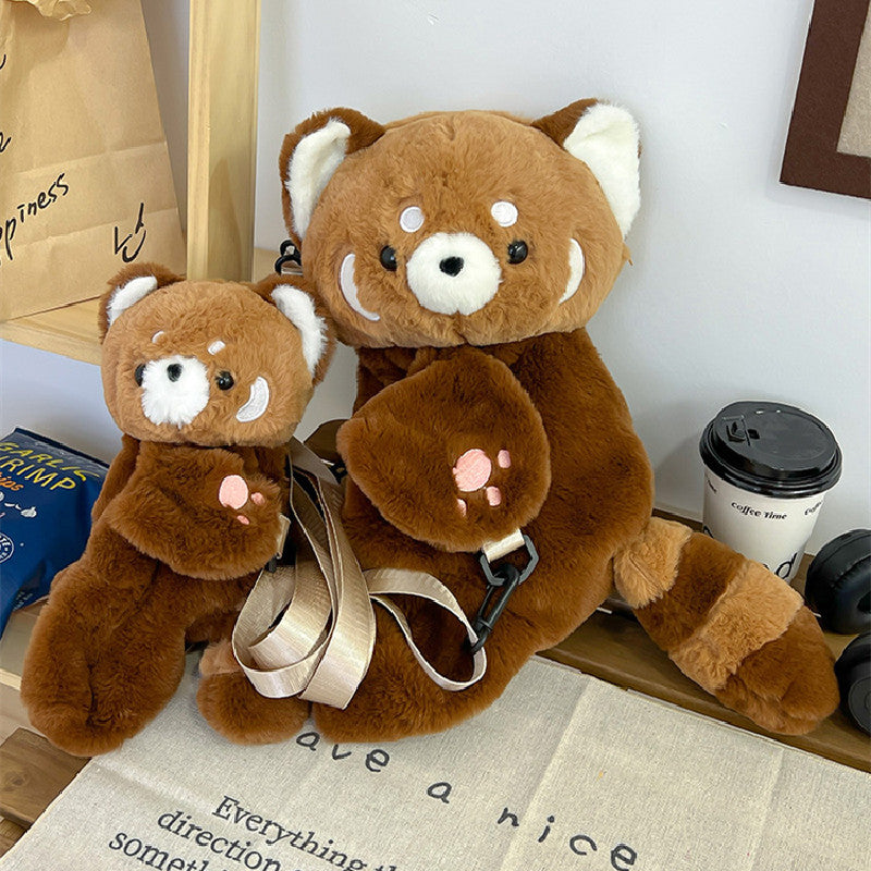 45CM Red Panda Raccoon Plush Shoulder Bags Crossbody Bag Backpack School Bags Rucksack Cartoon Soft Stuffed Gift