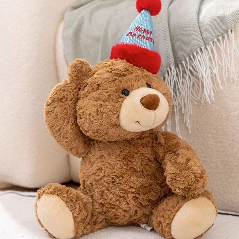 35CM Birthday Bear Plush Toys Cartoon Soft Stuffed Animals Dolls Mascot Xmas Kids Birthday Day Gift