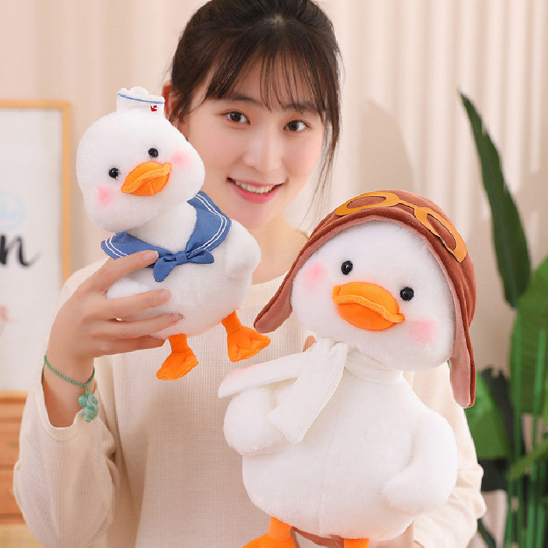 55CM Kawaii Duck With Scarf Hat Plush Toys Cartoon Geese Soft Stuffed Animal Dolls Mascot Birthday Xmas Gift