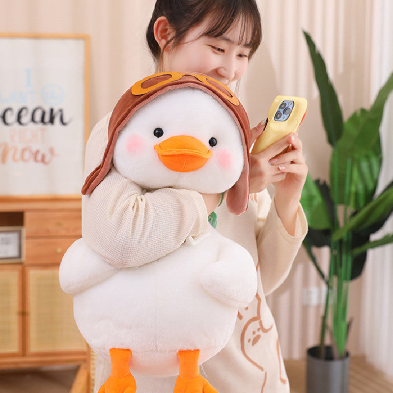 55CM Kawaii Duck With Scarf Hat Plush Toys Cartoon Geese Soft Stuffed Animal Dolls Mascot Birthday Xmas Gift