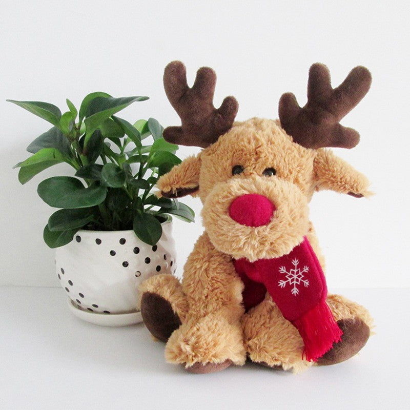 30CM Christmas Scarf Elk Deer Soft Plush Toy Stuffed Food Dolls Birthday Gift For Kids Xmas Mascot