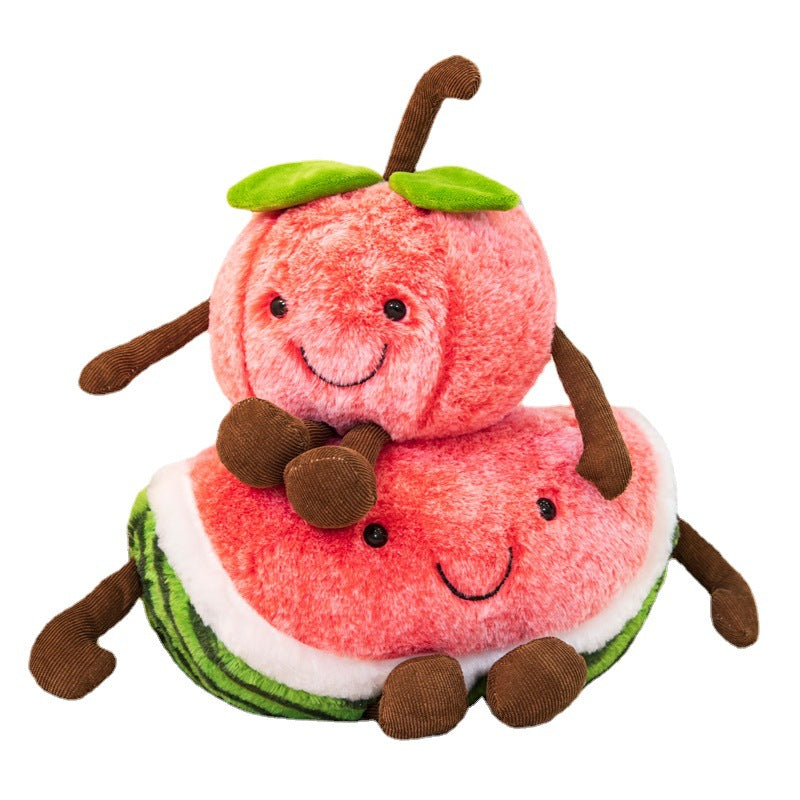 60CM Kawaii Watermelon Cherry Fruit Pillow Stuffed Doll Plush Toy Soft Birthday Gift For Kids Mascot Home Decor