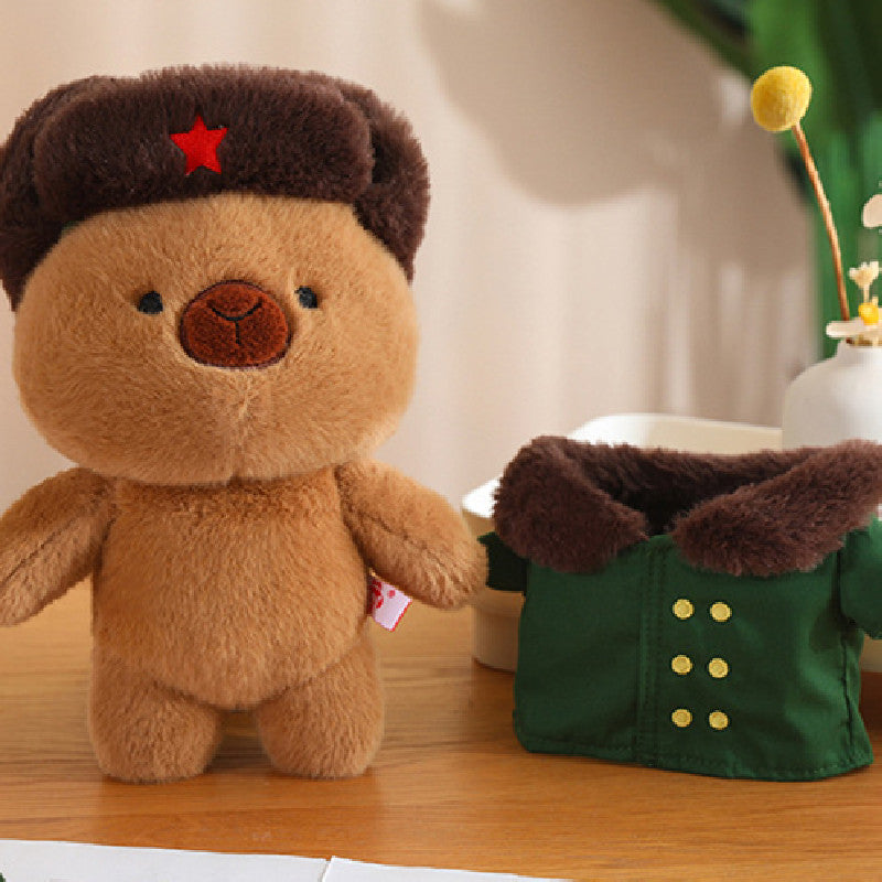 40CM Cute Capybara Winter Green Coat Stuffed Animal Plush Toy Dolls Gift For Kids Baby Mascot Xmas Gifts