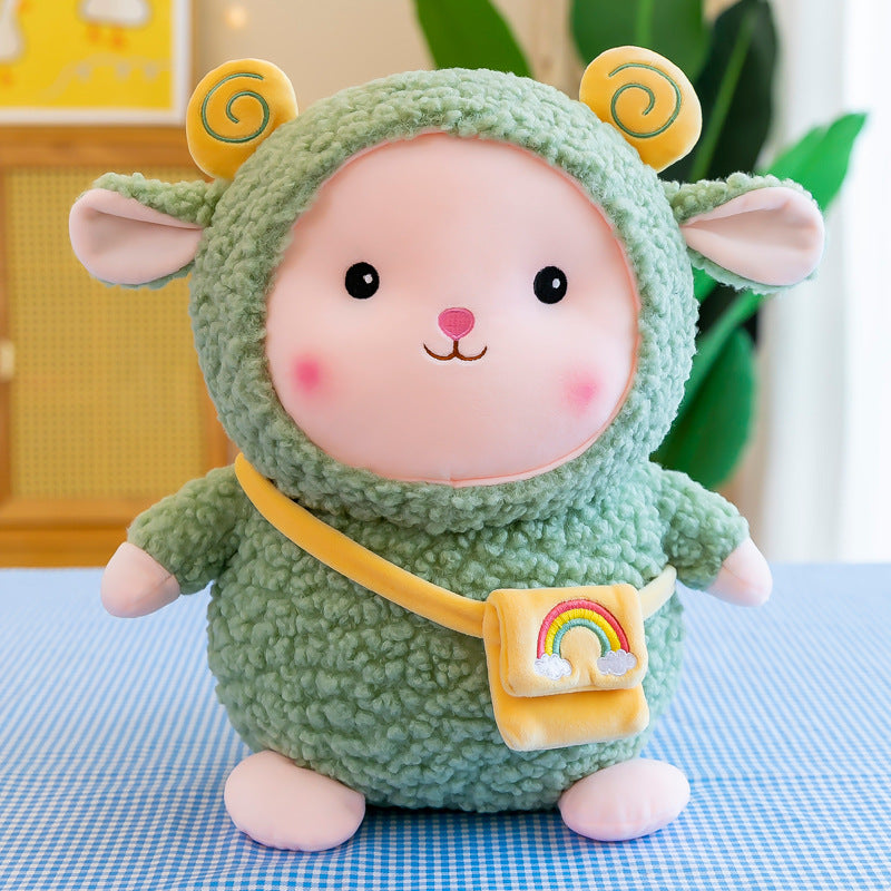 80CM Rainbow Sheep Plush Toy Pillow Soft Stuffed Animal Doll Birthday Gift For Kids Baby Mascot Halloween Xmas Gifts