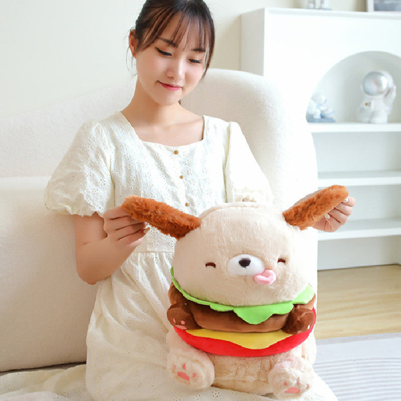 35CM Hamburger Dog Pet Food Soft Stuffed Animal Dolls For Kids Baby Mascot Birthday Xmas Gifts Home Decor
