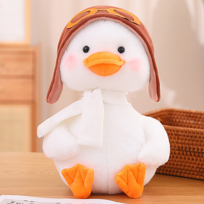 55CM Kawaii Duck With Scarf Hat Plush Toys Cartoon Geese Soft Stuffed Animal Dolls Mascot Birthday Xmas Gift