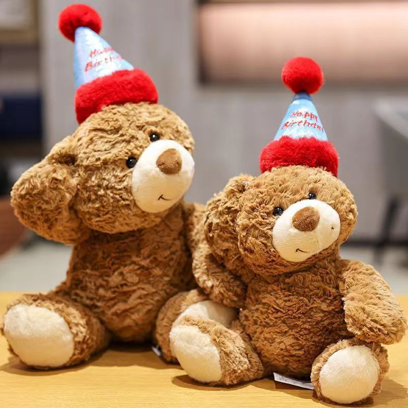 35CM Birthday Bear Plush Toys Cartoon Soft Stuffed Animals Dolls Mascot Xmas Kids Birthday Day Gift