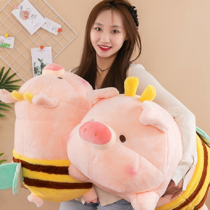 70CM Pink Pat Bee Pig Plush Toys Soft Stuffed Farm Animals Dolls For Kids Xmas Gift Home Decor