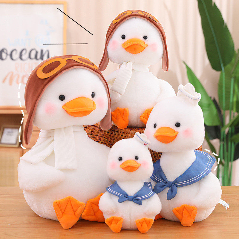 55CM Kawaii Duck With Scarf Hat Plush Toys Cartoon Geese Soft Stuffed Animal Dolls Mascot Birthday Xmas Gift
