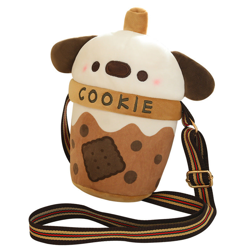 5CM Milk Tea Dog Plush Shoulder Bags Crossbody Bag Backpack School Bags Rucksack Cartoon Soft Stuffed Gift