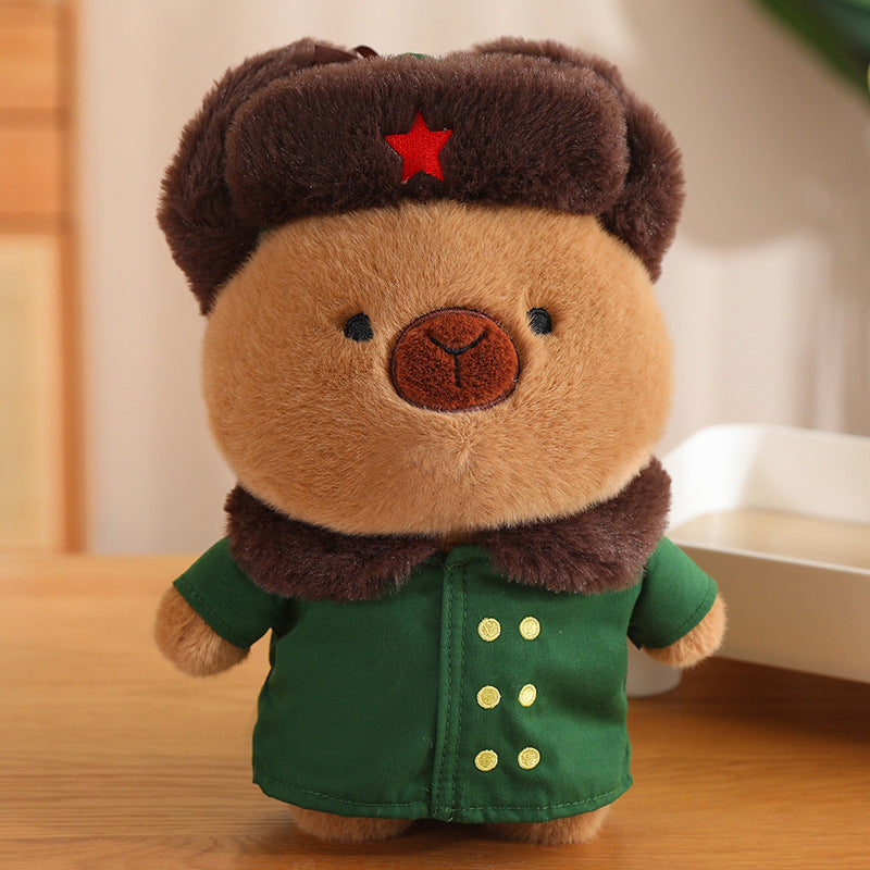 40CM Cute Capybara Winter Green Coat Stuffed Animal Plush Toy Dolls Gift For Kids Baby Mascot Xmas Gifts