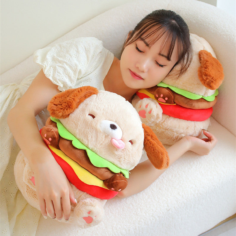 35CM Hamburger Dog Pet Food Soft Stuffed Animal Dolls For Kids Baby Mascot Birthday Xmas Gifts Home Decor