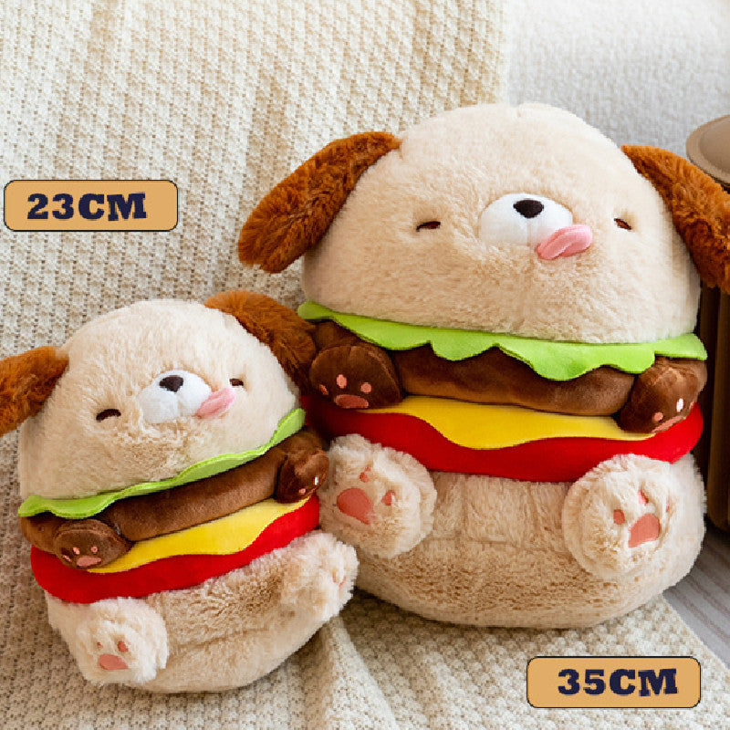 35CM Hamburger Dog Pet Food Soft Stuffed Animal Dolls For Kids Baby Mascot Birthday Xmas Gifts Home Decor