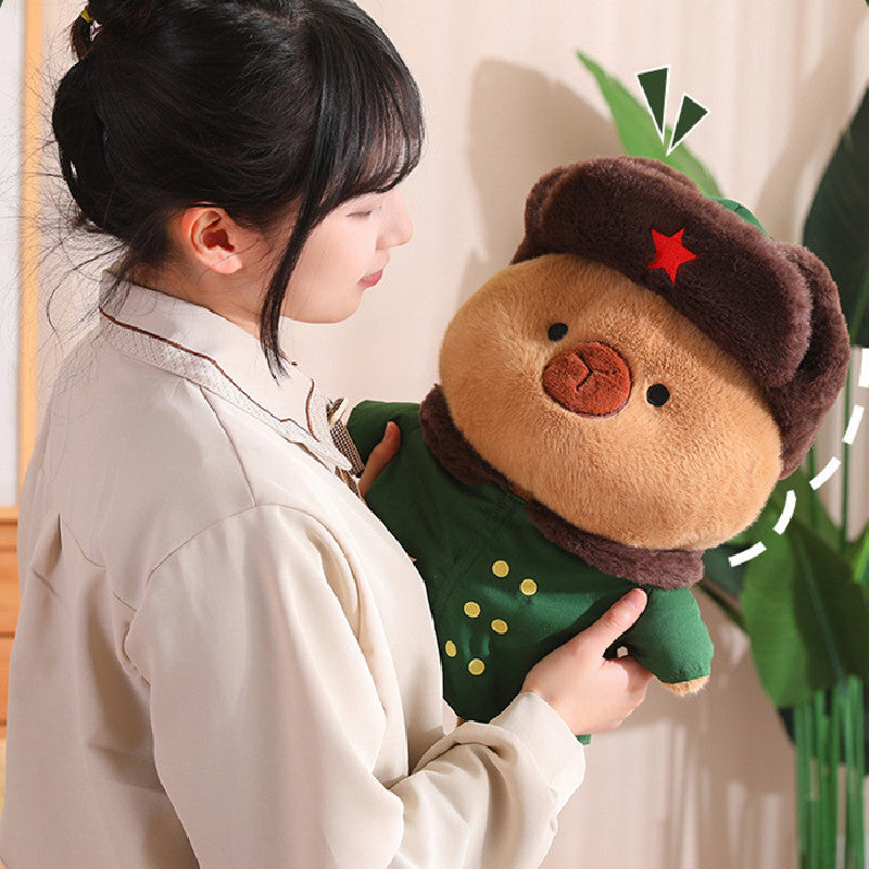40CM Cute Capybara Winter Green Coat Stuffed Animal Plush Toy Dolls Gift For Kids Baby Mascot Xmas Gifts