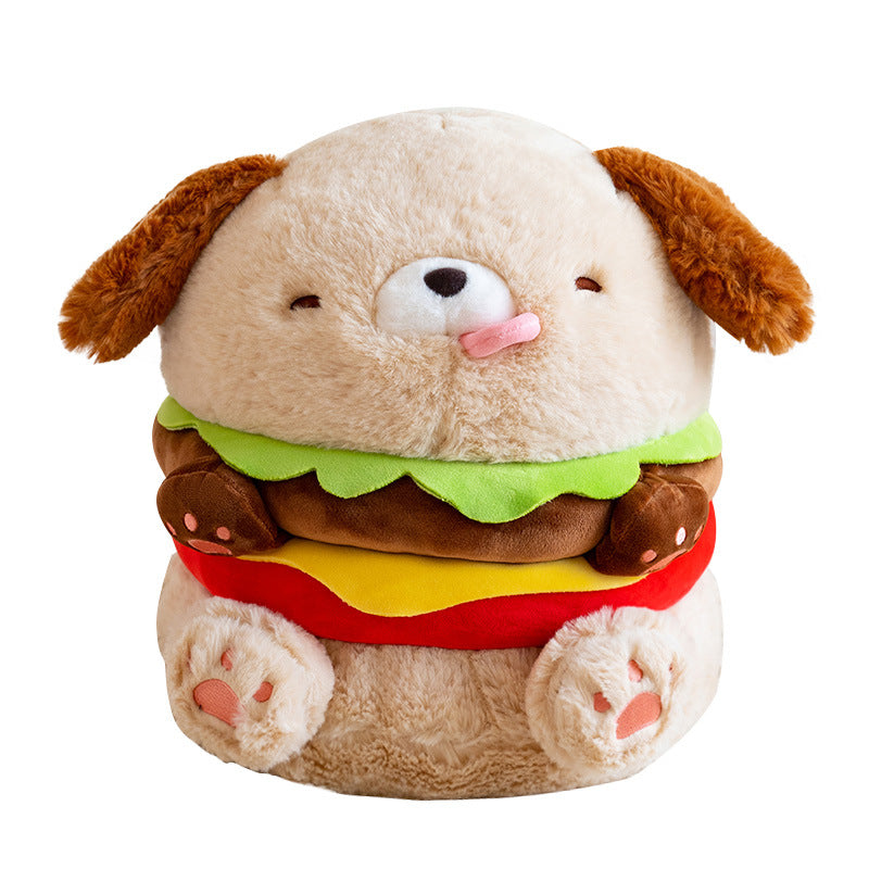 35CM Hamburger Dog Pet Food Soft Stuffed Animal Dolls For Kids Baby Mascot Birthday Xmas Gifts Home Decor