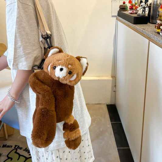 45CM Red Panda Raccoon Plush Shoulder Bags Crossbody Bag Backpack School Bags Rucksack Cartoon Soft Stuffed Gift