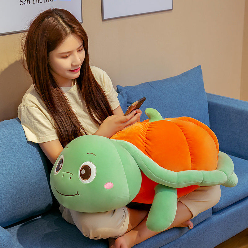 100CM Cartoon Plush Pumpkin Tortoise Big Eyes Turtle Pillow Soft Stuffed Animal Dolls Toy For Kids Baby Xmas Gifts