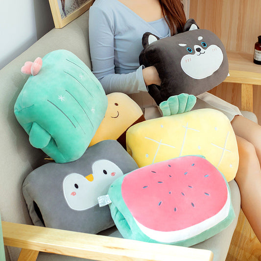 32CM Crocodile Carrot Strawberry Unicorn Plush Hand Warmers Bag Cute Cartoon Soft Animals Dolls Pillow Winter Expressive Gift