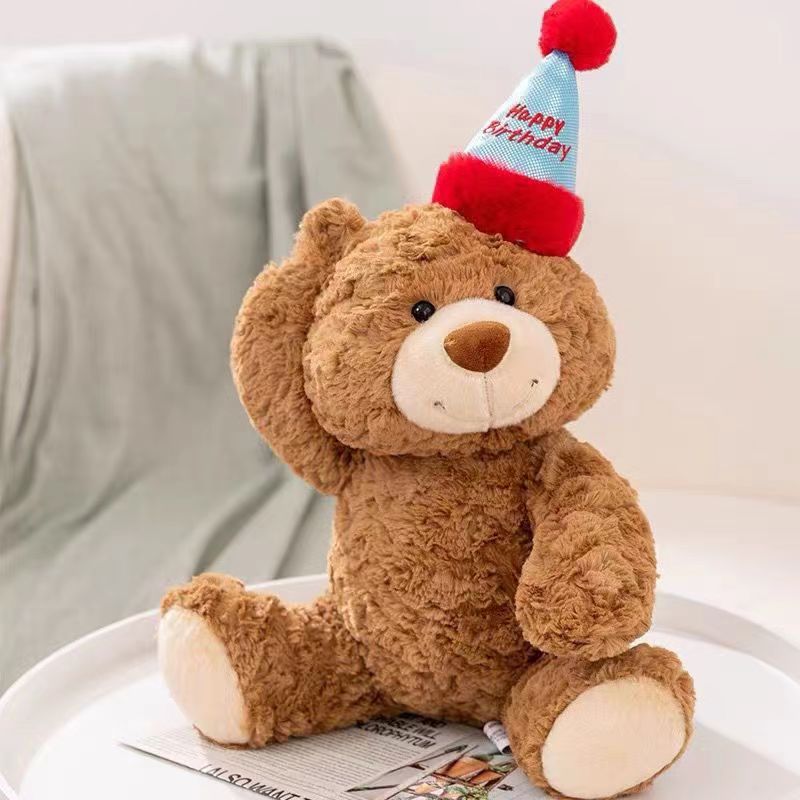 35CM Birthday Bear Plush Toys Cartoon Soft Stuffed Animals Dolls Mascot Xmas Kids Birthday Day Gift