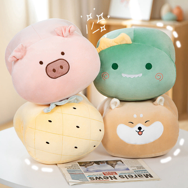23CM Animals Dolls Cute Cartoon Plush Dinosaur Hand Warmers Bag Soft Plush Pillow Winter Expressive Gift For Kids Adult