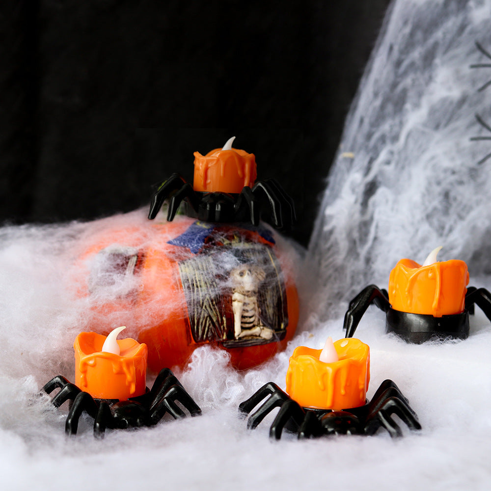 12Pcs Spider Skeleton Chandelier Tea Lights Novelty Flameless LED Lights Chandelier Candle Holder Halloween Home Decor