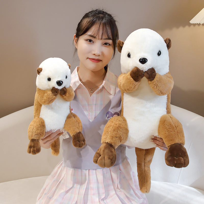 46CM Carton Sea Otter Stuffed Animal Soft Plush Dolls Toy Birthday Gift For Kids Baby Mascot Xmas Gifts Halloween Decor