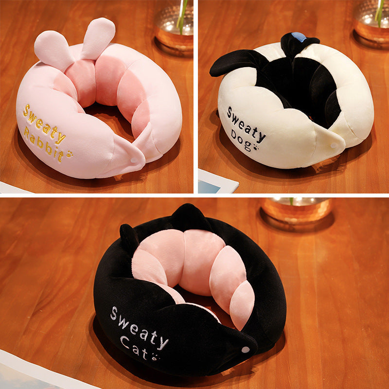 Cute Cartoon Big Eyes Soft Stuffed Animals U-Shaped Pillow Travel Cushion Birthday Xmas Gift