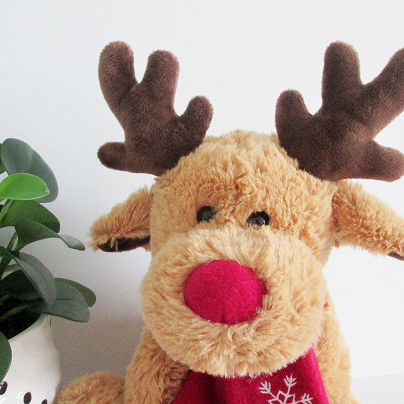 30CM Christmas Scarf Elk Deer Soft Plush Toy Stuffed Food Dolls Birthday Gift For Kids Xmas Mascot